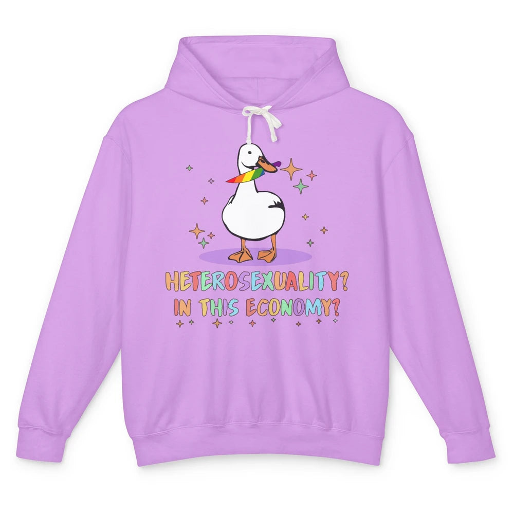 Heterosexuality In This Economy LGBT Goose Rainbow Gay Pride Unisex Lightweight Hoodie