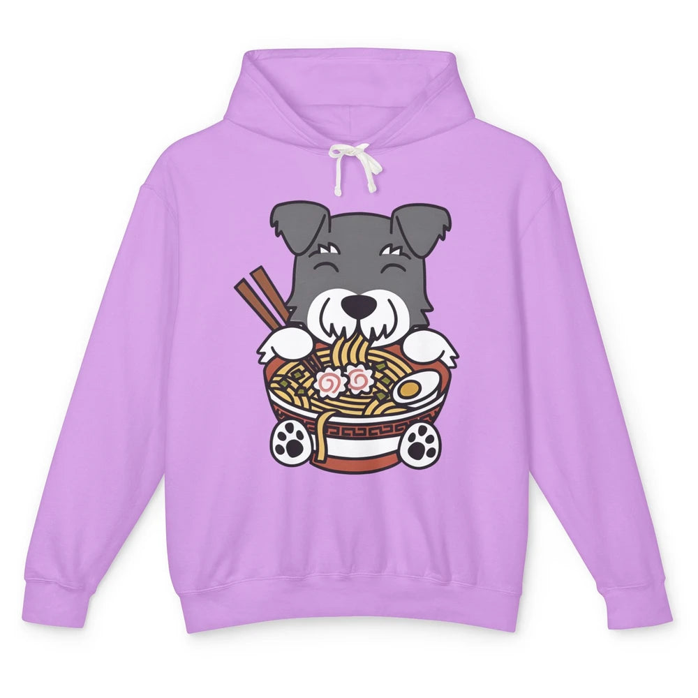 Funny Schnauzer Dog Ramen Noodle Bowl Japanese Kawaii Unisex Lightweight Hoodie