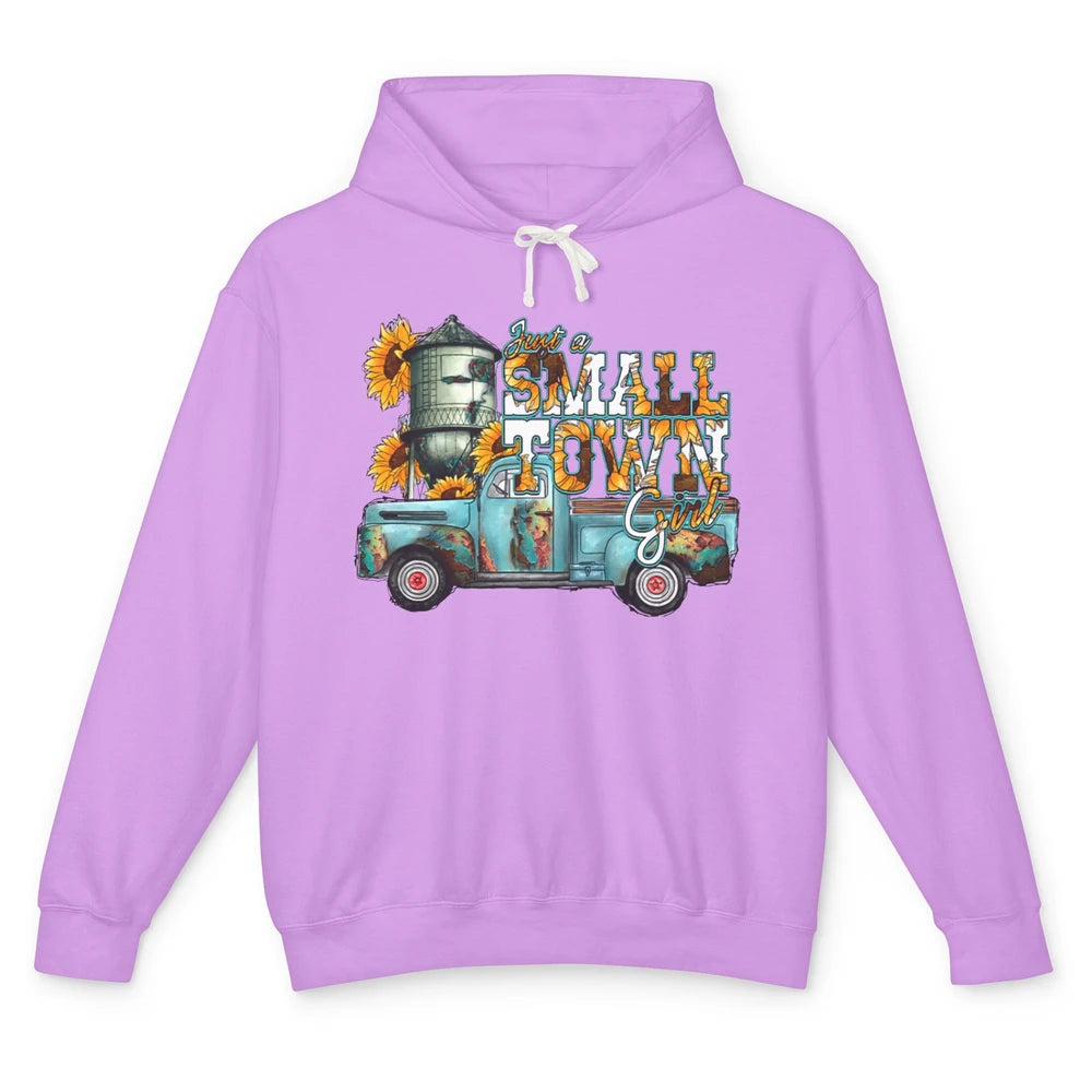 Leopard Sunflower Truck Just Small Town Girl Western Cowgirl Unisex Lightweight Hoodie