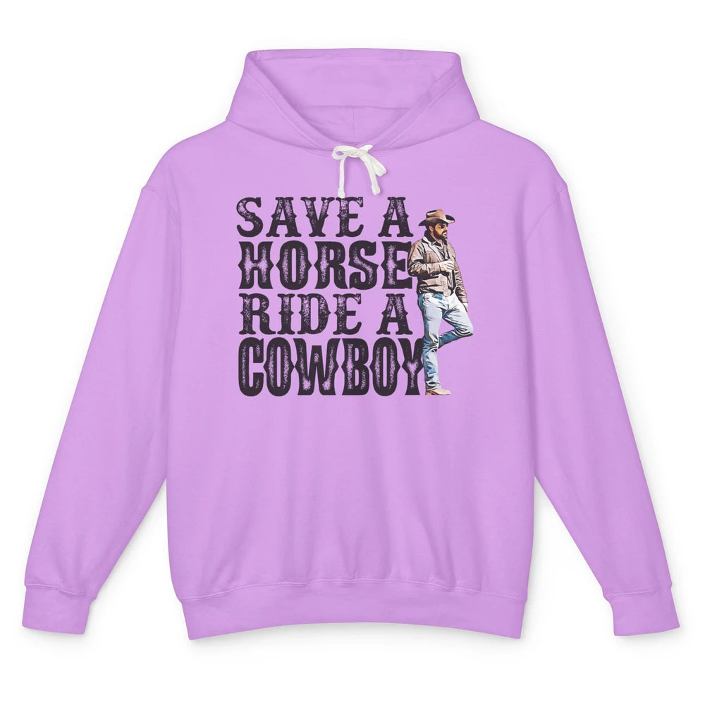 Retro Save A Horse Ride A Cowboy Western Country Cowboy Gift Unisex Lightweight Hoodie