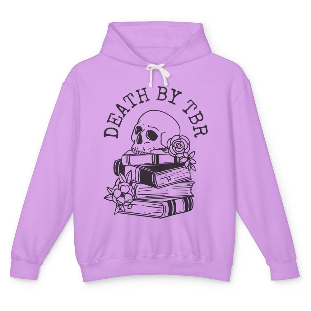 Floral Skull Books Death By TBR Book Reading Lovers Unisex Lightweight Hoodie