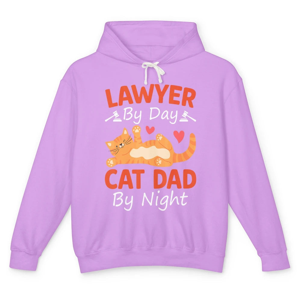 Funny Lawyer By Day Cat Dad By Night Pet Owner Joke Father Unisex Lightweight Hoodie