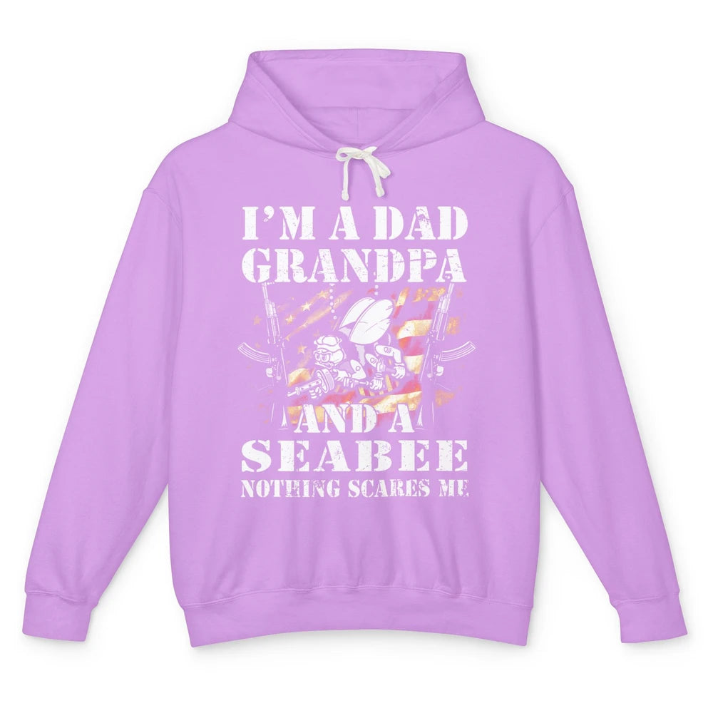 I Am A Dad Grandpa And A Seabee Dad Navy Seabee Father's Day Unisex Lightweight Hoodie