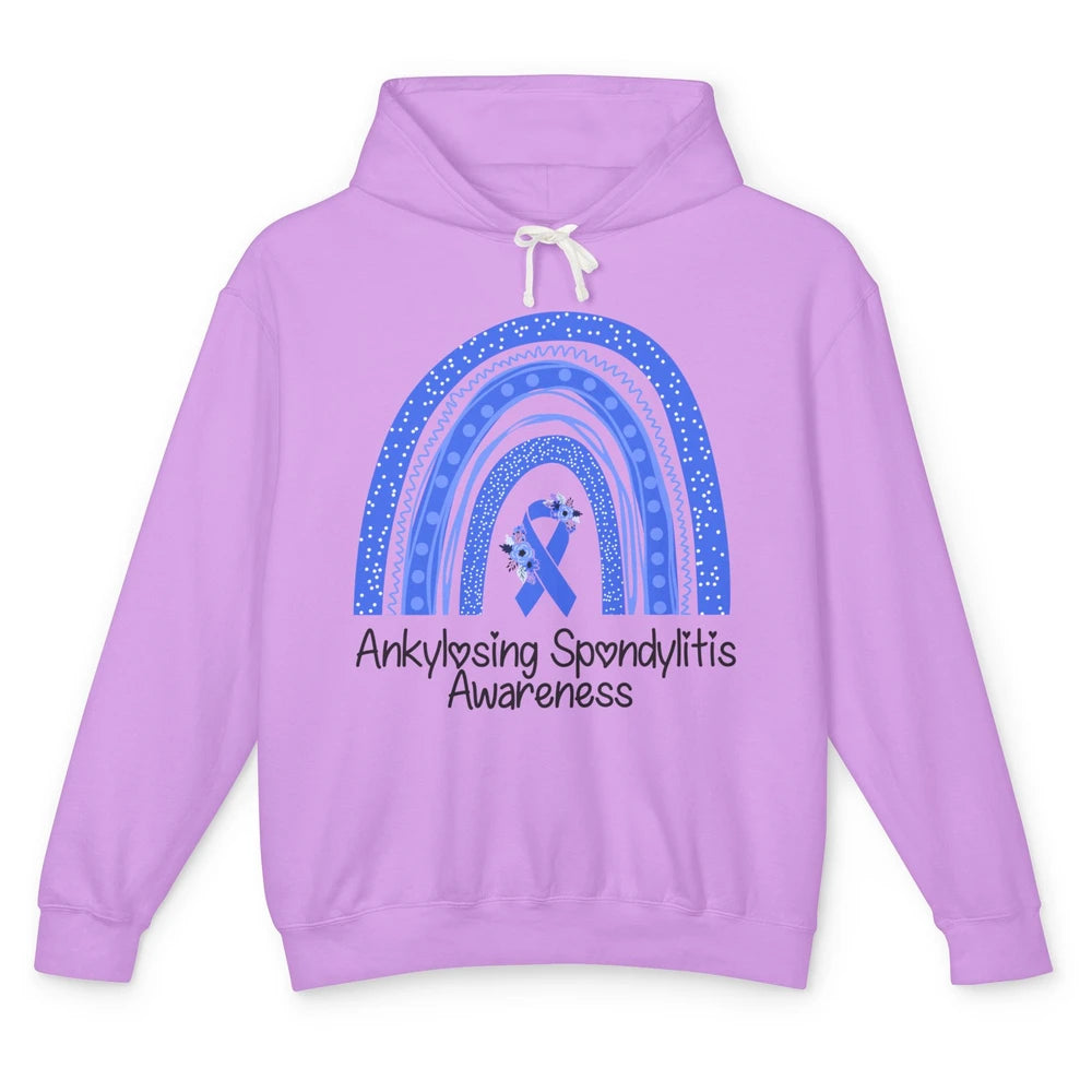 Ankylosing Spondylitis Awareness Support Floral Blue Rainbow Unisex Lightweight Hoodie