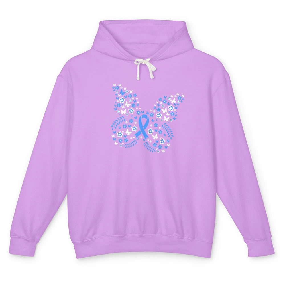 Cool Butterfly Warrior Blue Ribbon Prostate Cancer Awareness Unisex Lightweight Hoodie