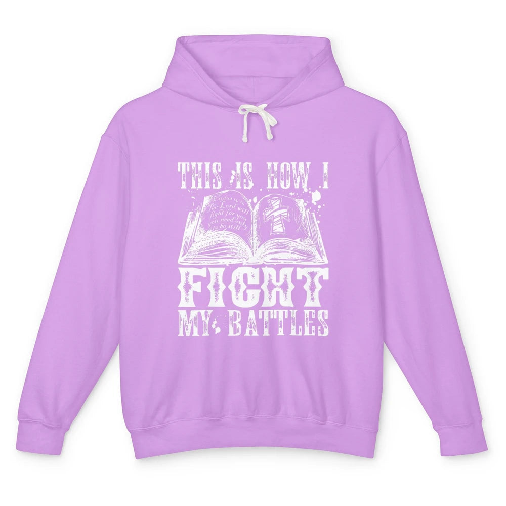 Retro Fight Battles Bible Cross Christian Jesus God Religion Unisex Lightweight Hoodie