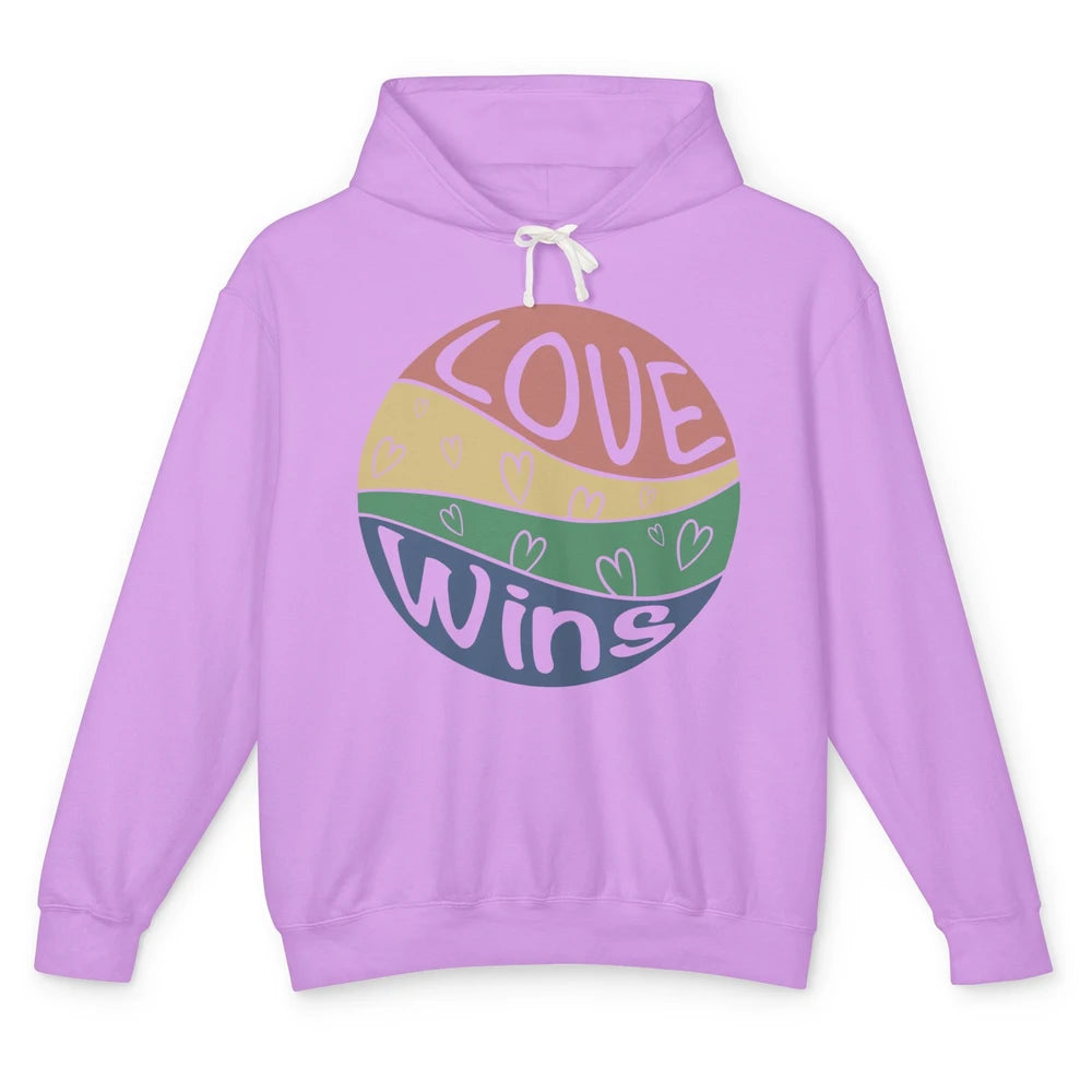 Vintage Love Wins LGBT Gay Pride Month Love Is Love Unisex Lightweight Hoodie