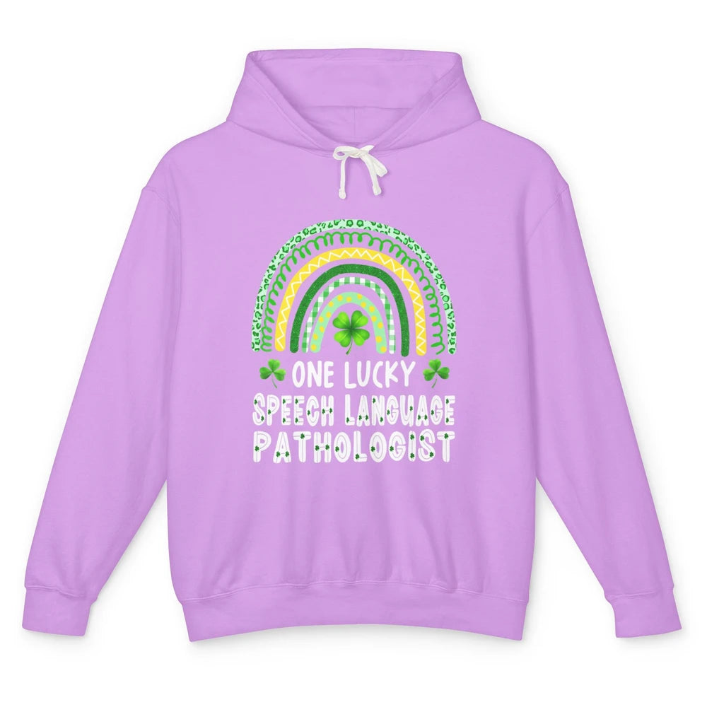 Lucky Speech Language Pathologist SLP Rainbow St Patrick Day Unisex Lightweight Hoodie