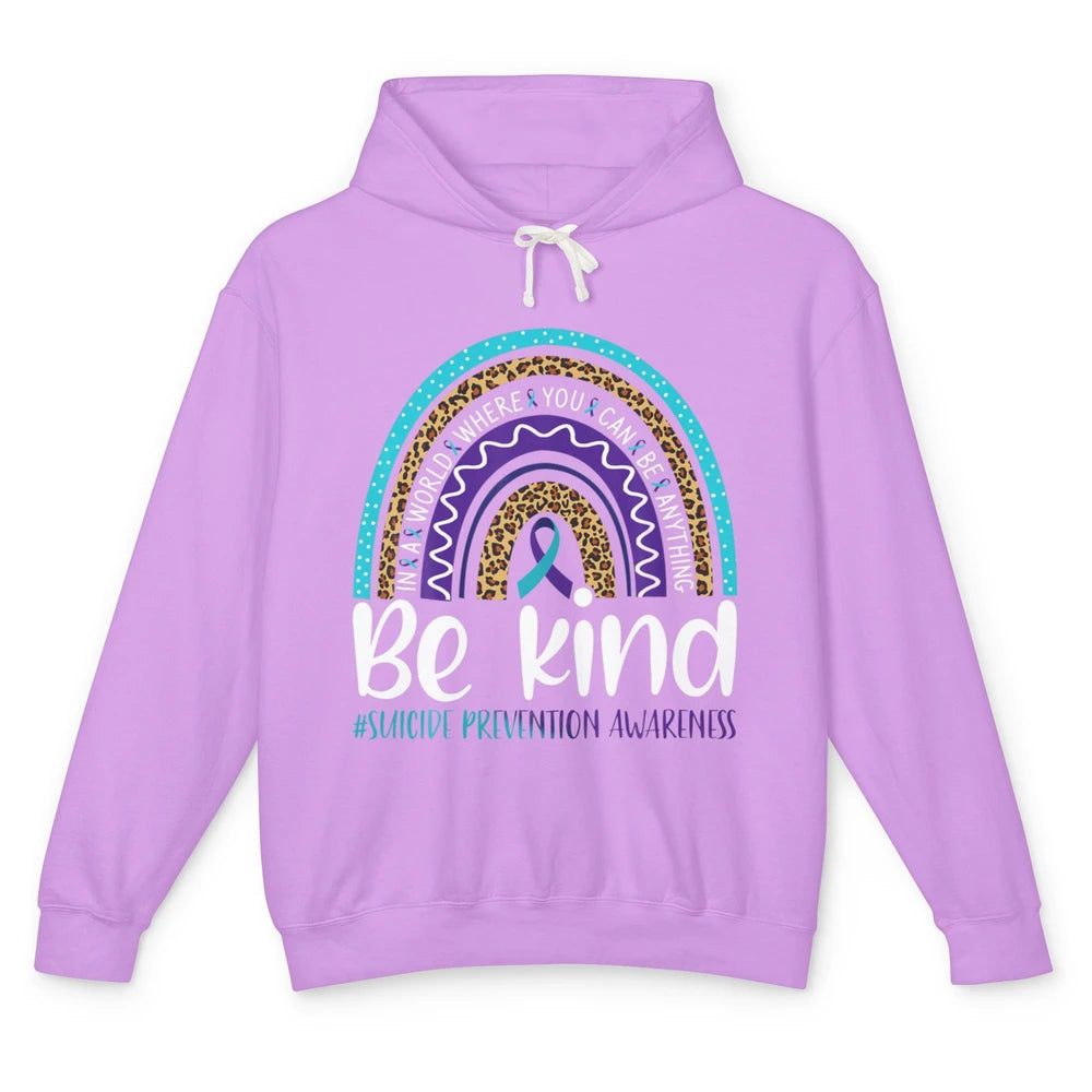 Be Kind Leopard Rainbow Suicide Prevention Awareness Month Unisex Lightweight Hoodie