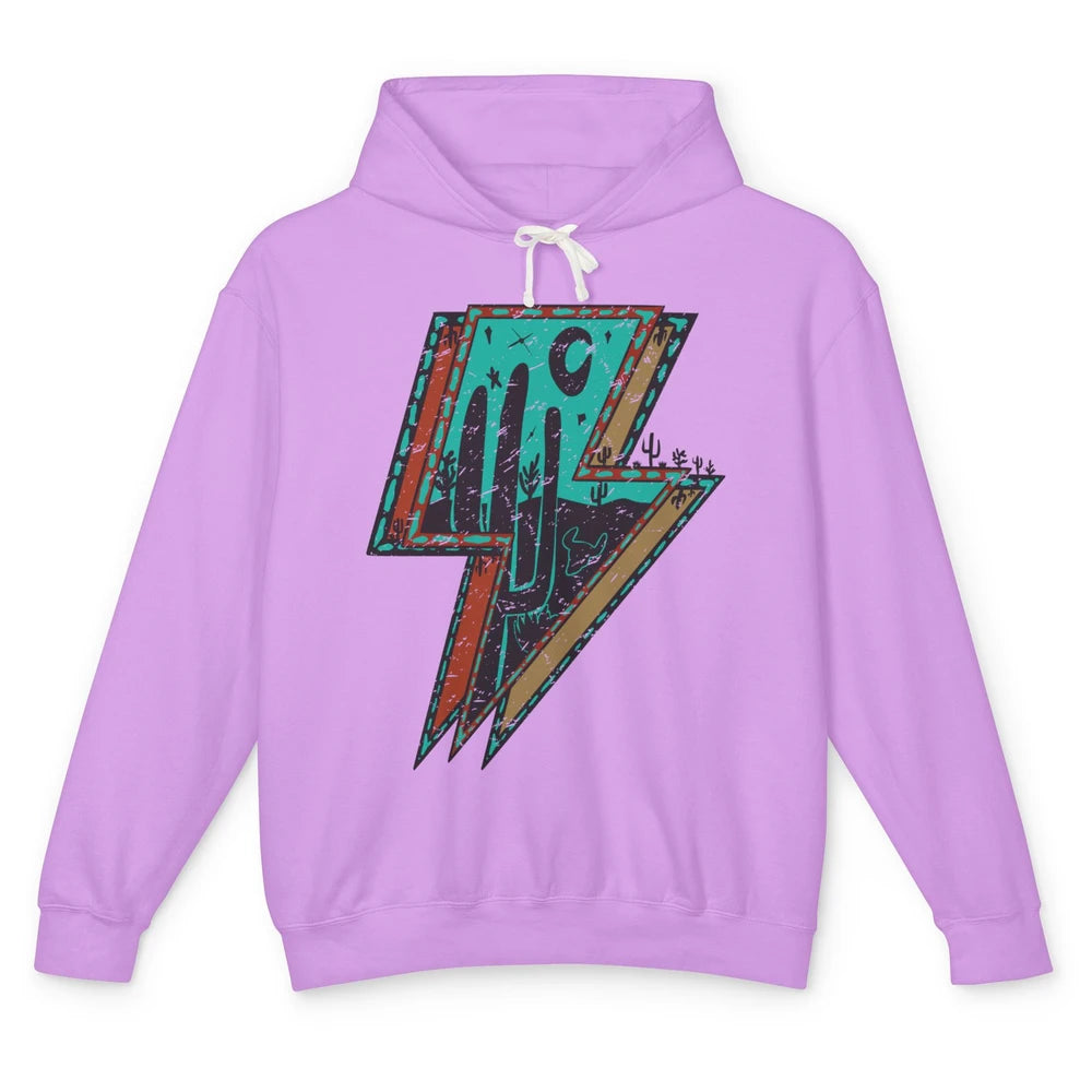 Desert Night Turquoise Lightning Bolt Western Country Girl Unisex Lightweight Hoodie