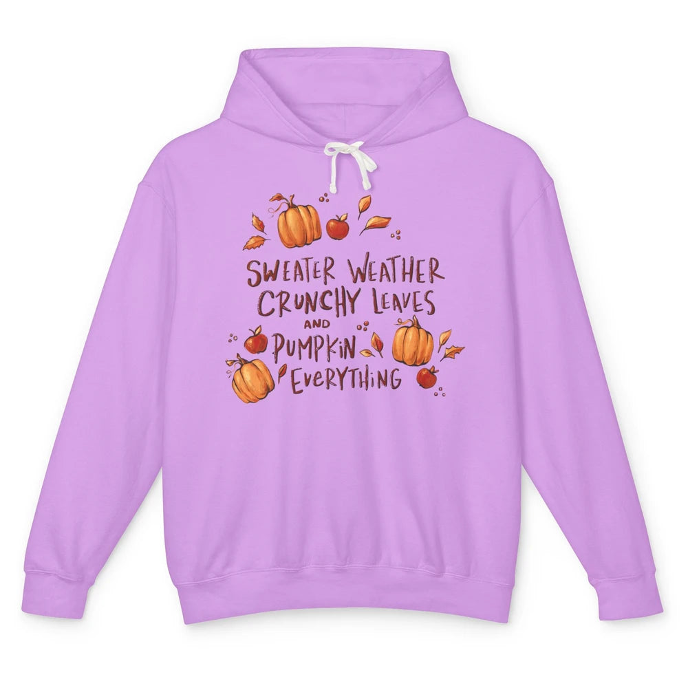 Sweater Weather Crunchy Leave Pumpkin Everythin Western Fall Unisex Lightweight Hoodie