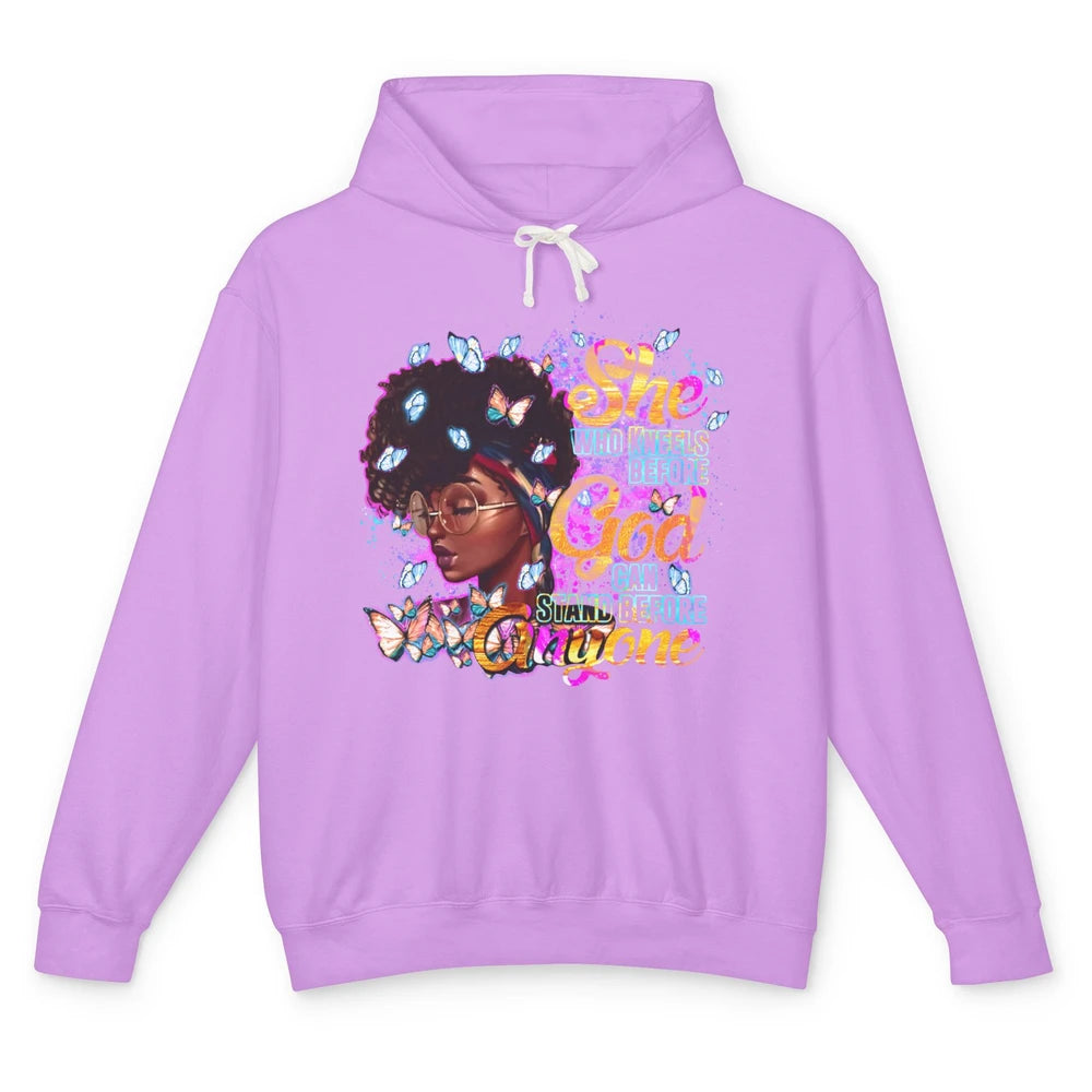 Black Girl She Who Kneels Before God Christian Afro Women Unisex Lightweight Hoodie