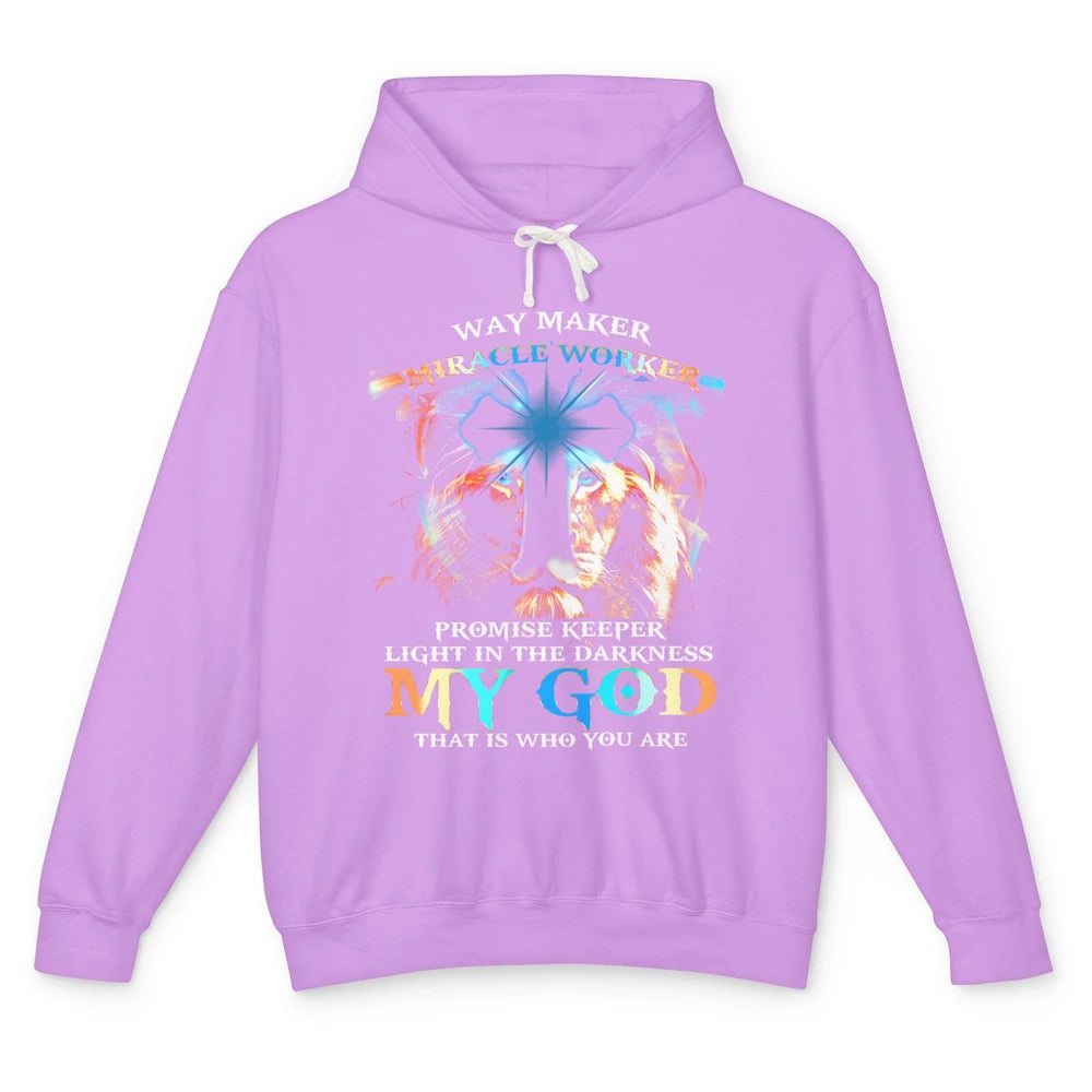 Lion Of Judah Waymaker Miracle Worker Christian Religious Unisex Lightweight Hoodie