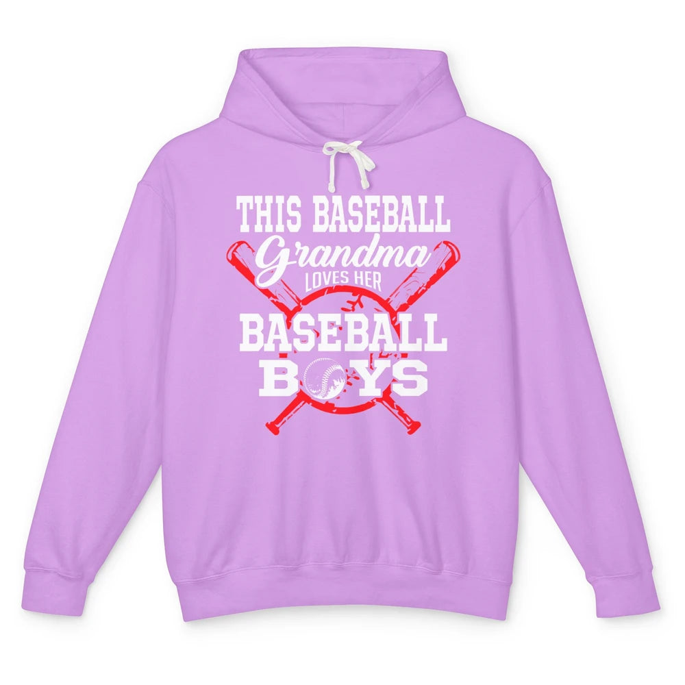 Baseball Grandma Loves Her Baseball Boys Proud Baseball Nana Unisex Lightweight Hoodie