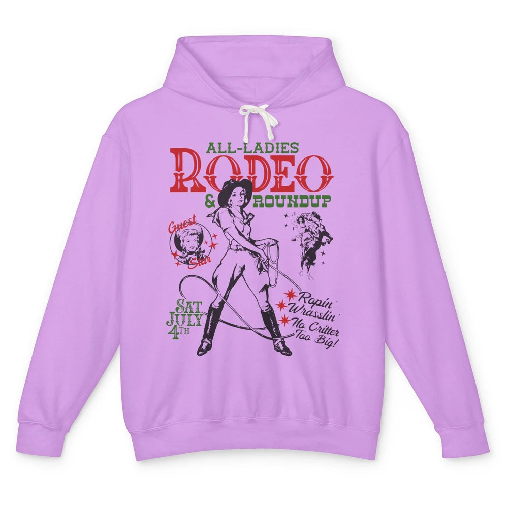 Retro Cowgirl All Ladies Roundup Western Country Rodeo Mom Unisex Lightweight Hoodie