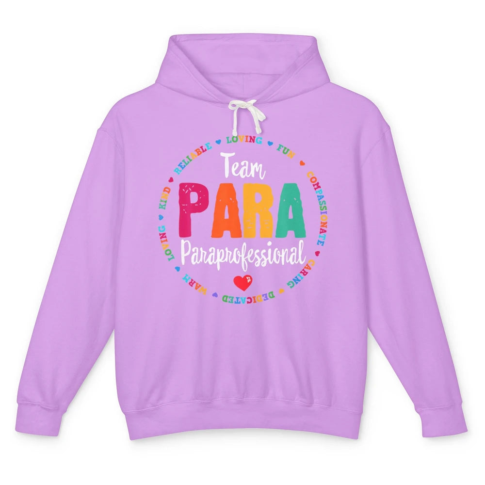 Team Paraprofessional Para Teacher Assistant Education Heart Unisex Lightweight Hoodie