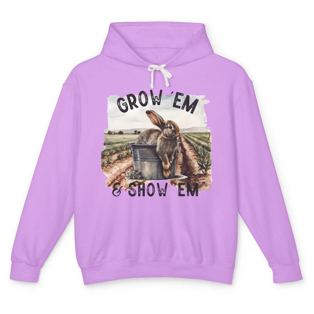 Baby Rabbit On The Farm Grow Em Show Em Western Farm Life Unisex Lightweight Hoodie