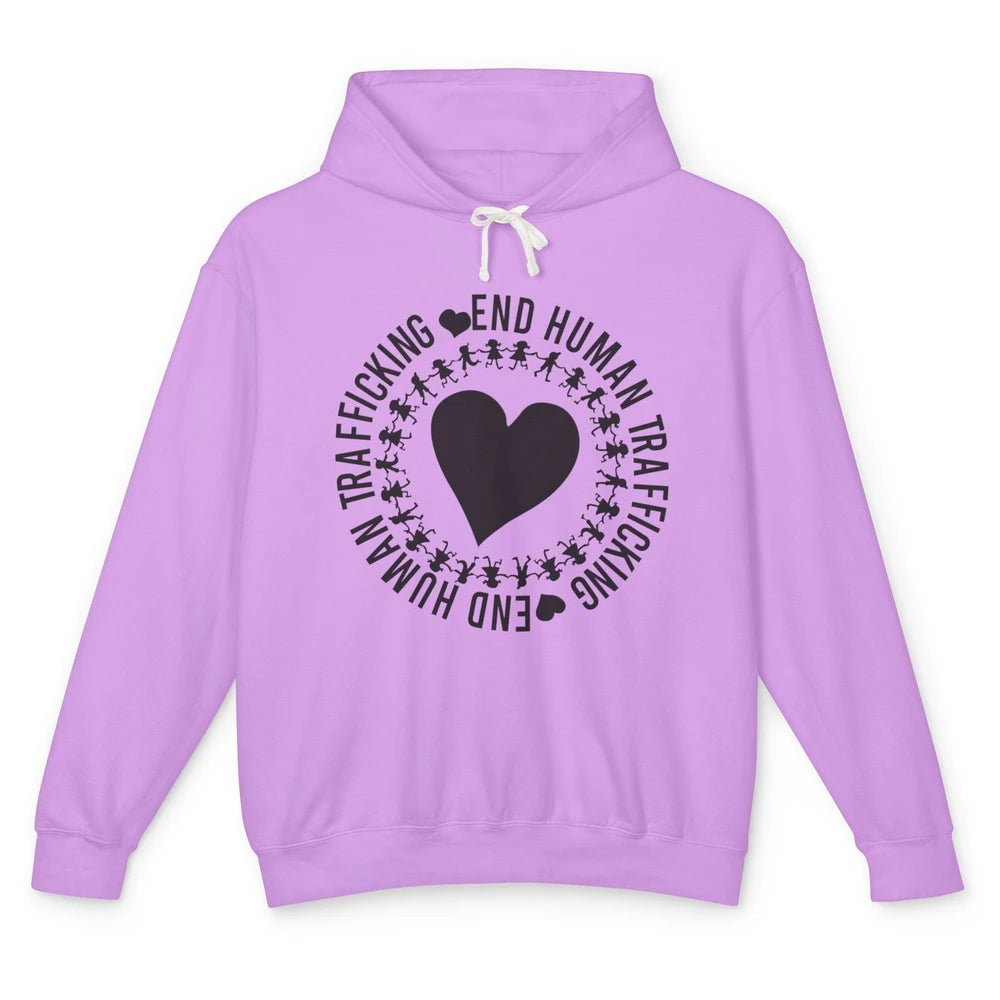 Save Our Children End Human Trafficking Awareness Heart Unisex Lightweight Hoodie