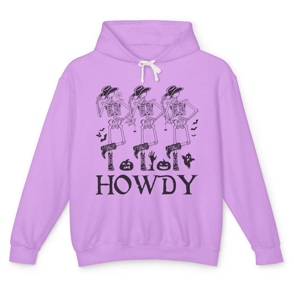 Halloween Skeleton Cowboy Howdy Pumpkin Western Cowgirl Gift Unisex Lightweight Hoodie