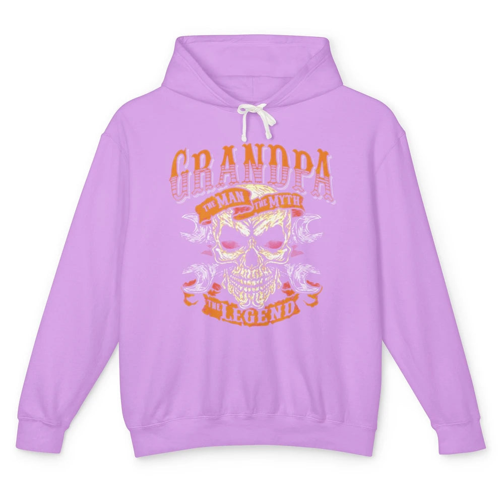 Father's Day Grandpa The Man The Myth The Legend Skull Unisex Lightweight Hoodie