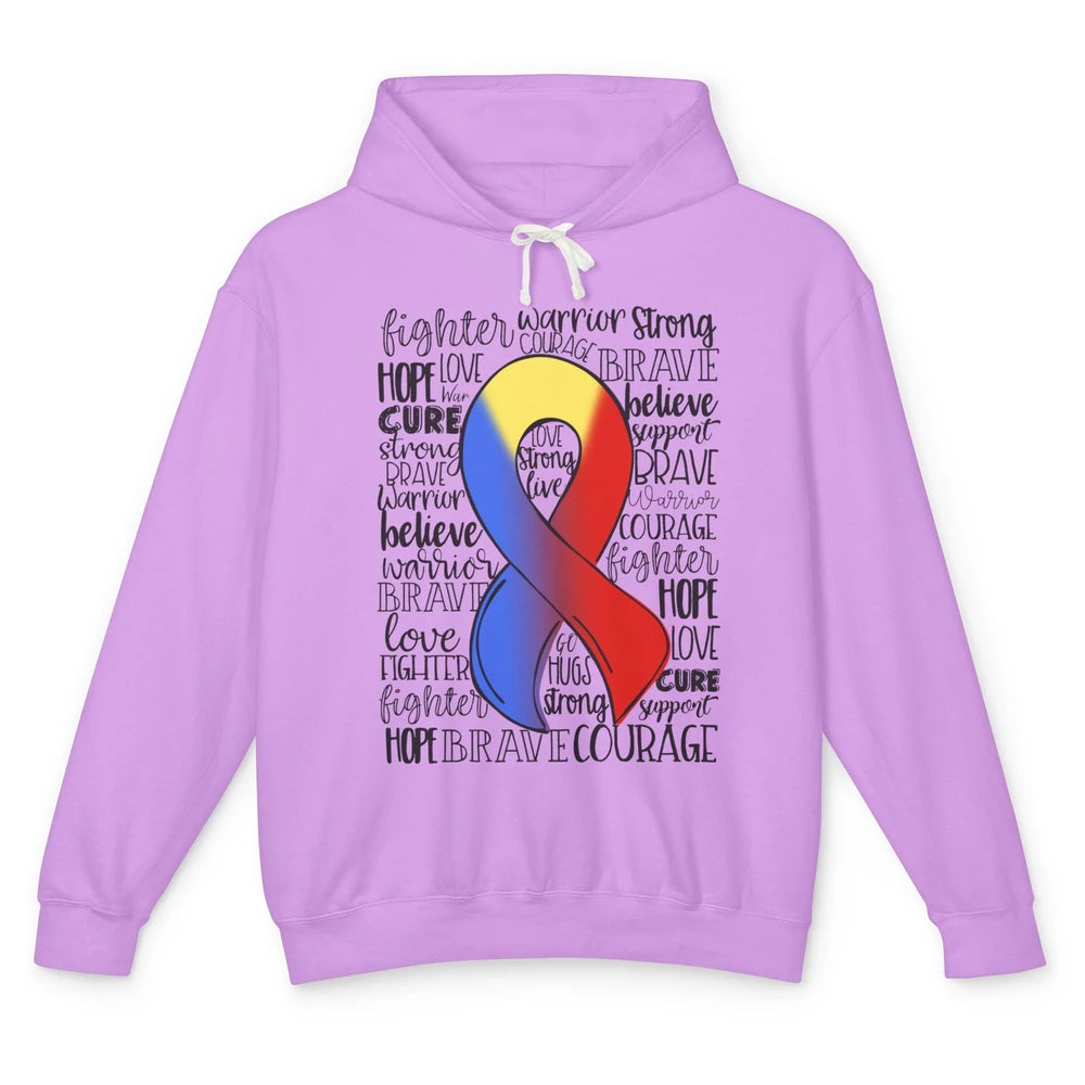 Thoracic Outlet Syndrome Awareness Blue Red Ribbon Hope Love Unisex Lightweight Hoodie