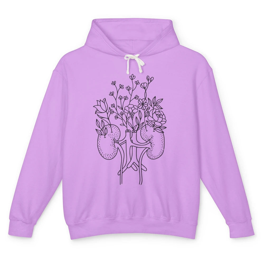 Floral Kidney Anatomy Two Kidneys Human Body Anatomy Unisex Lightweight Hoodie