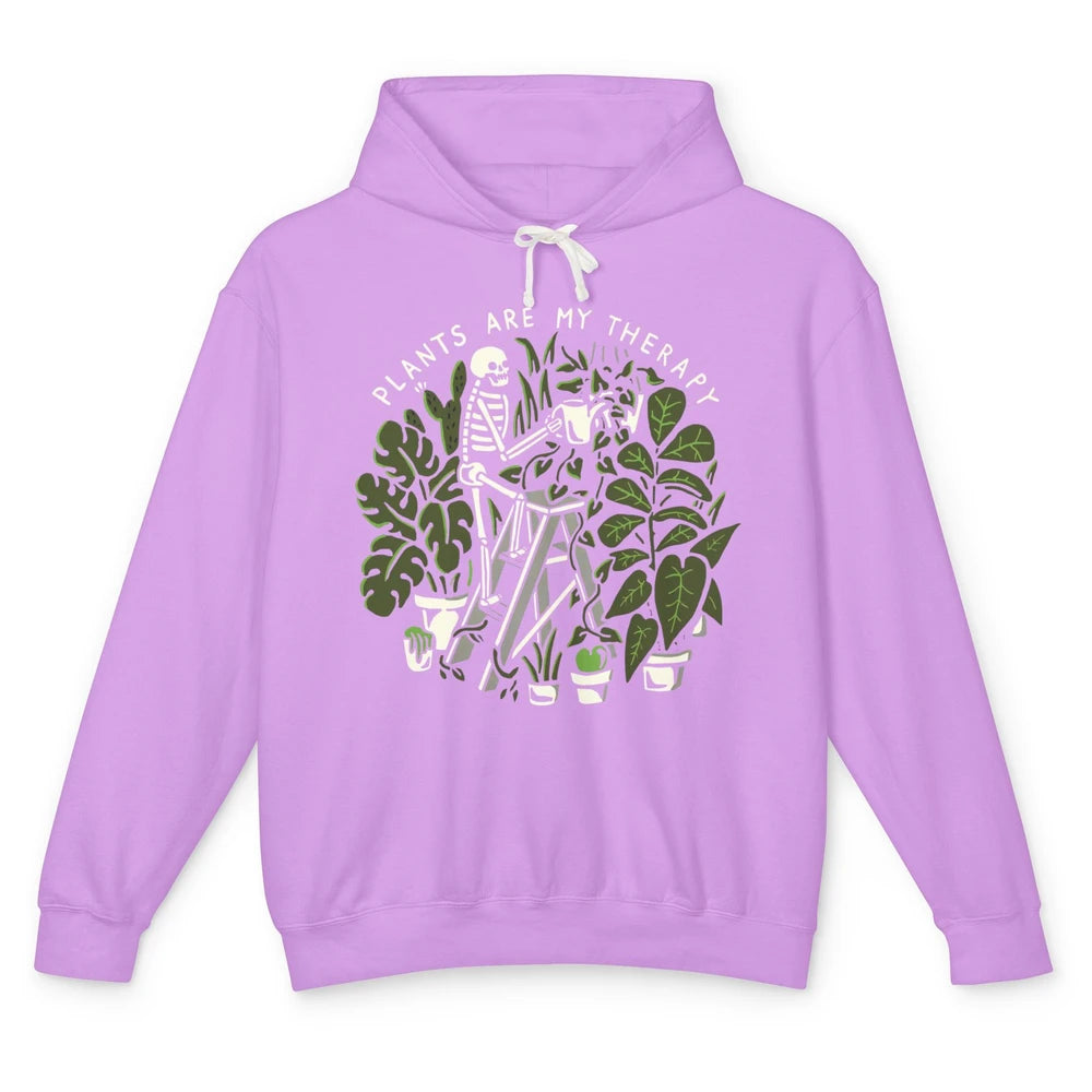 Funny Skeleton Gardener Plants Are My Therapy Gardening Unisex Lightweight Hoodie