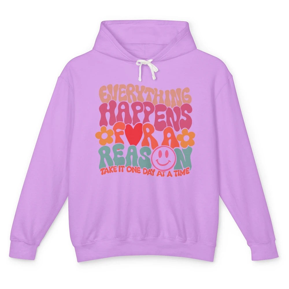 Everything Happens For A Reason Mental Health Positive Mind Unisex Lightweight Hoodie