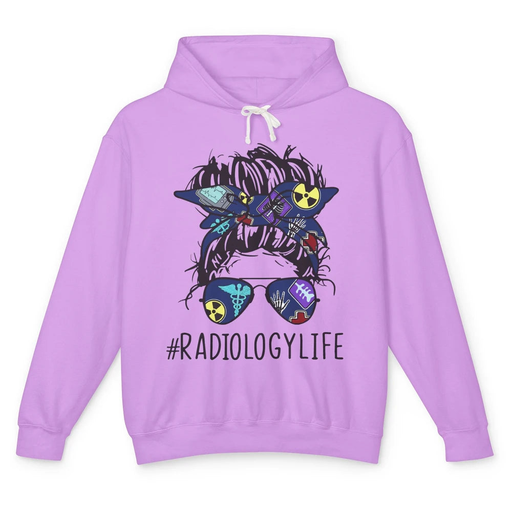 Radiology Life Radiologist Messy Bun Bandana X-Ray Tech Unisex Lightweight Hoodie