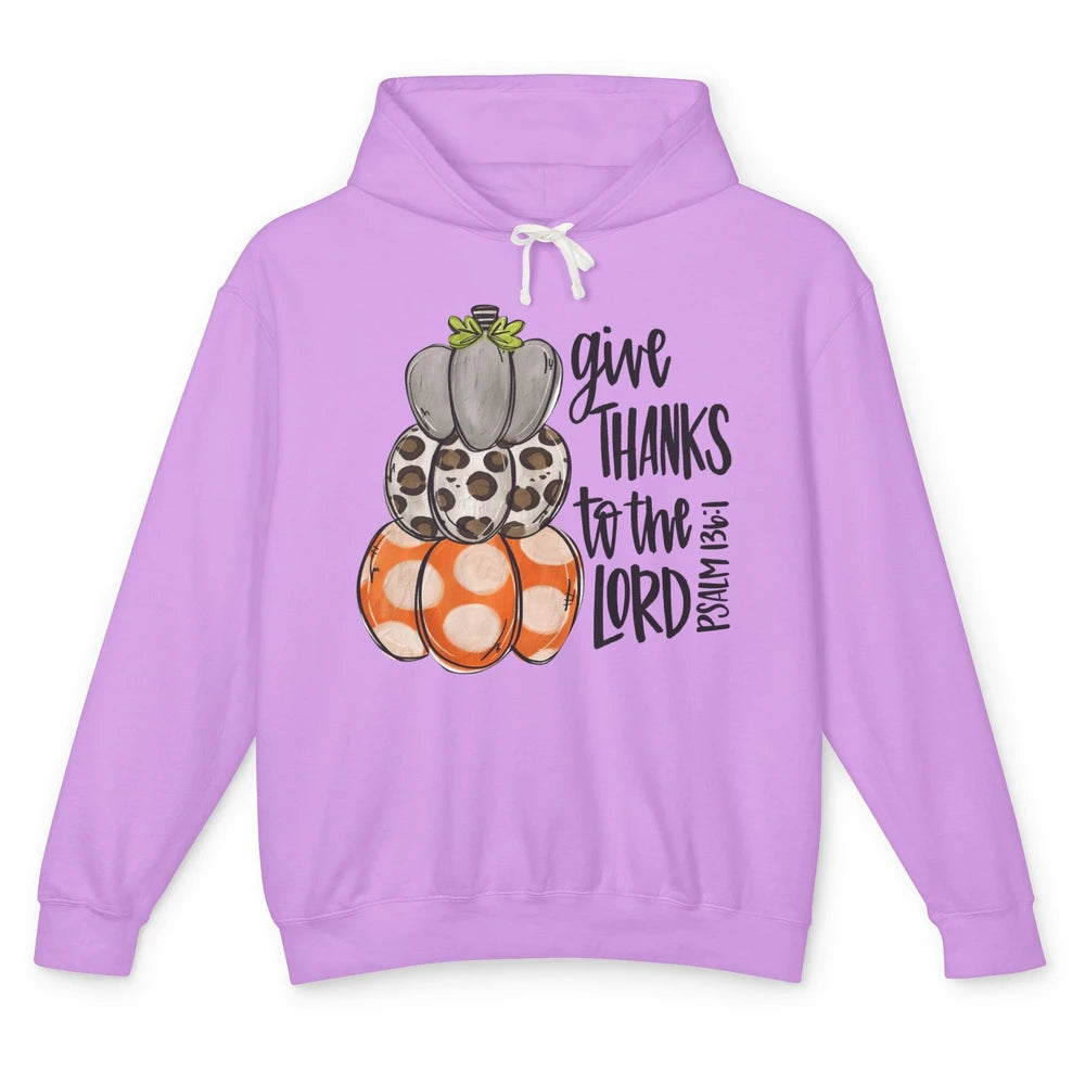 Retro Pumpkin Give Thanks To The Lord Christian Thanksgiving Unisex Lightweight Hoodie