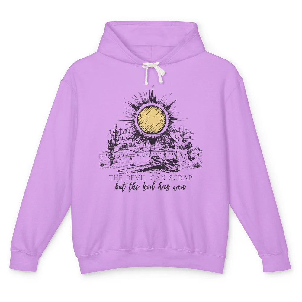 The Devil Can Scrap But The Lord Has Won Western Christian Unisex Lightweight Hoodie