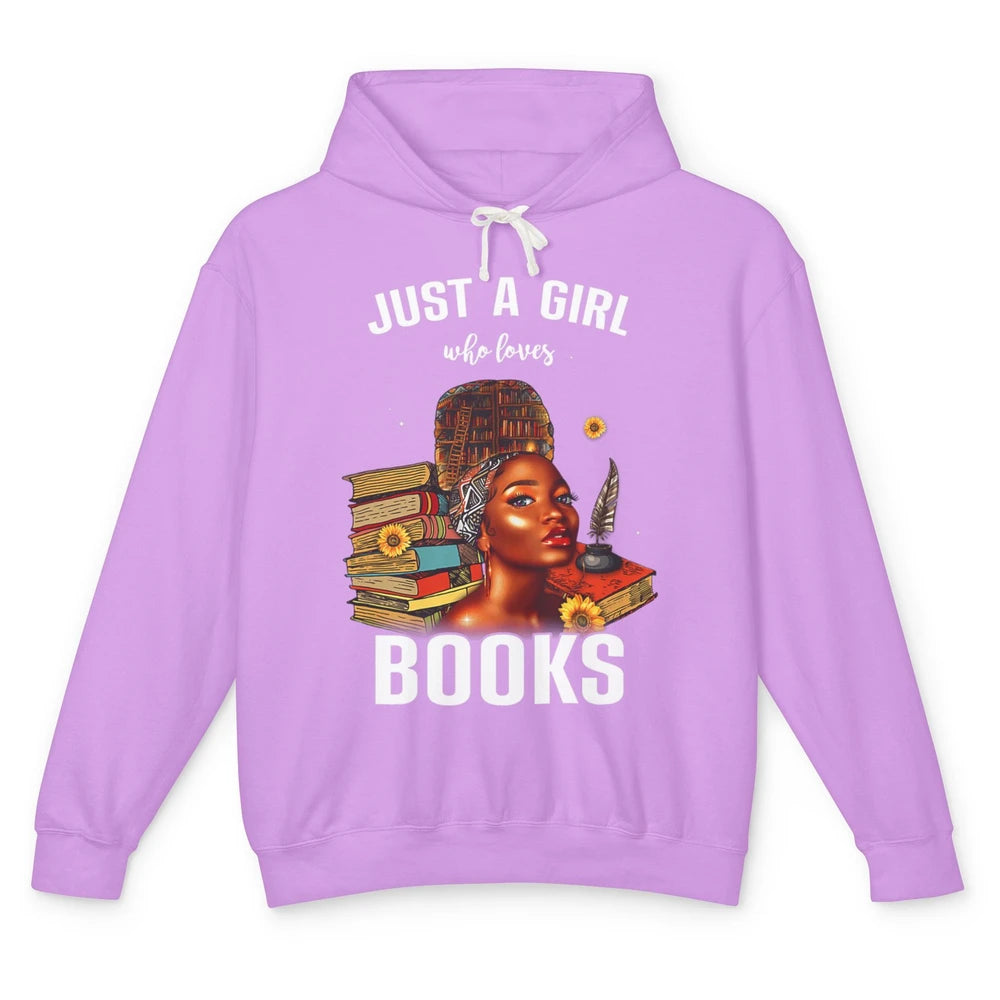 Black Girl Just A Girl Loves Books Magic Librarian Read Book Unisex Lightweight Hoodie