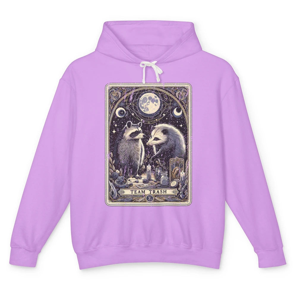 Team Trash Tarot Card Opossum Witchcraft Goth Possum Vintage Panda Raccoon Sarcastic Unisex Lightweight Hoodie