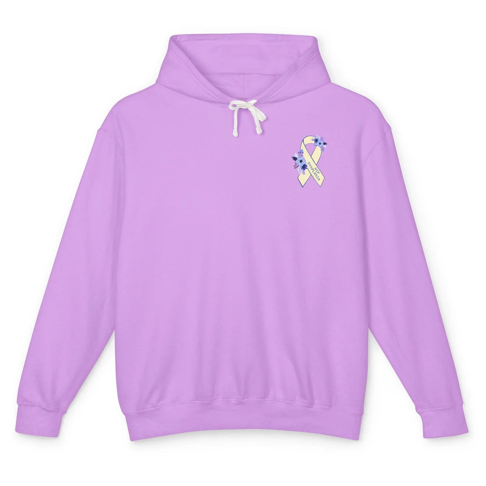 Hip Dysplasia Awareness Floral Blue White Ribbon Pocket Size Unisex Lightweight Hoodie