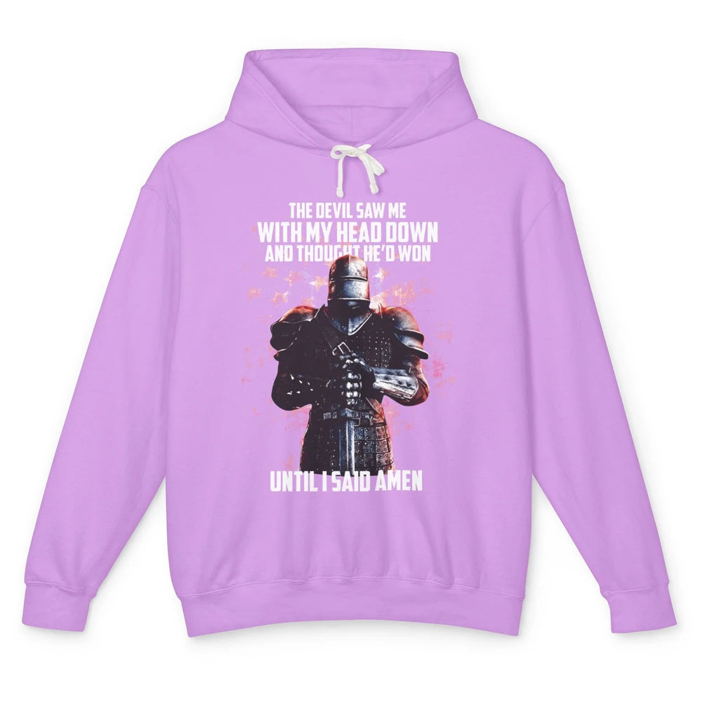 Knight Templar The Devil Saw Me With My Head Down Christian Unisex Lightweight Hoodie