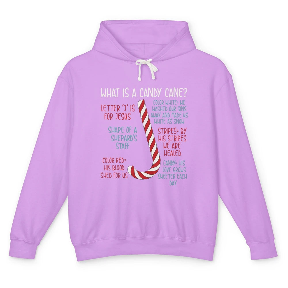 Merry Christmas Candy Cane Xmas Sayings Believe Faith Jesus Unisex Lightweight Hoodie