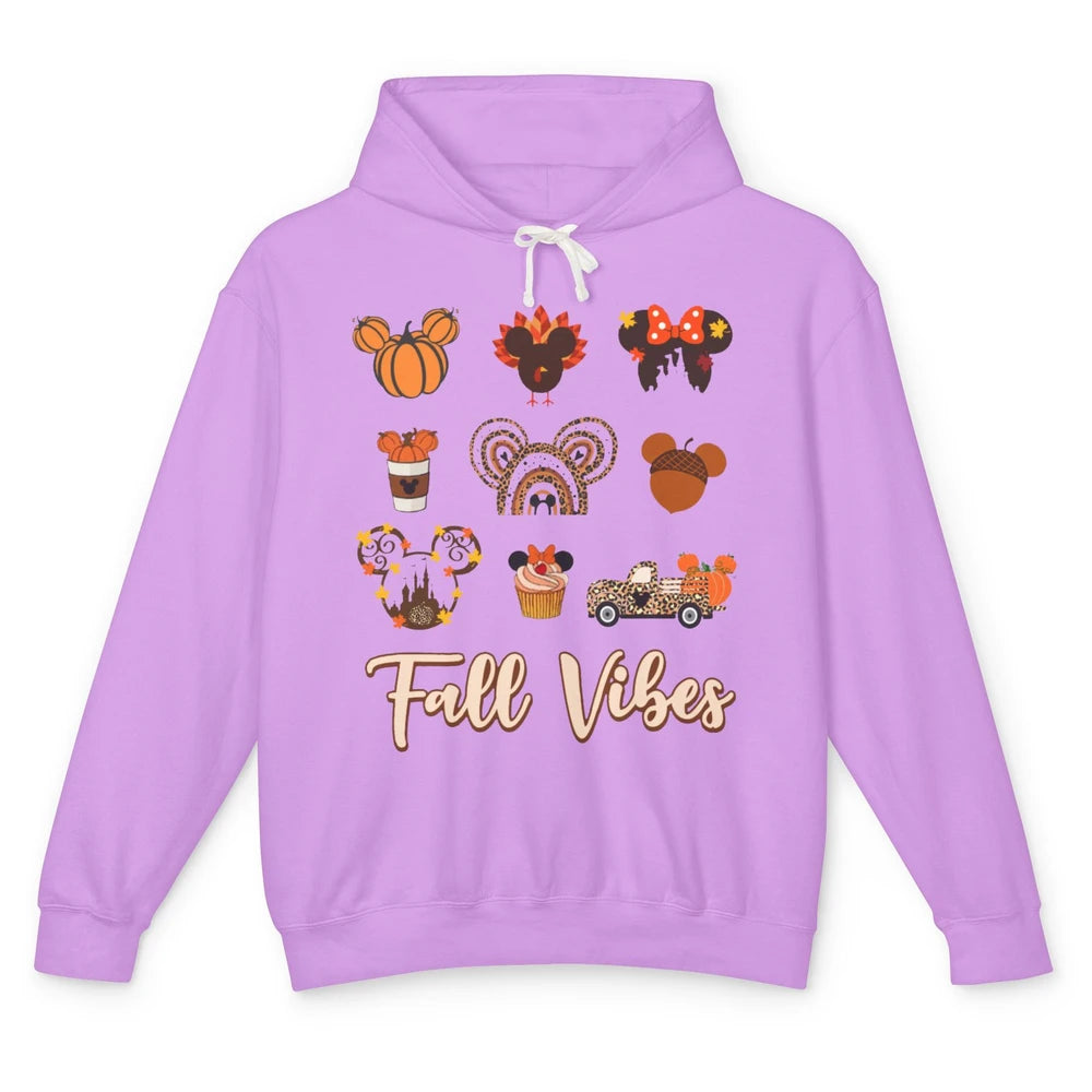 Retro Fall Vibes Pumpkin Turkey Halloween Fall Thanksgiving Unisex Lightweight Hoodie