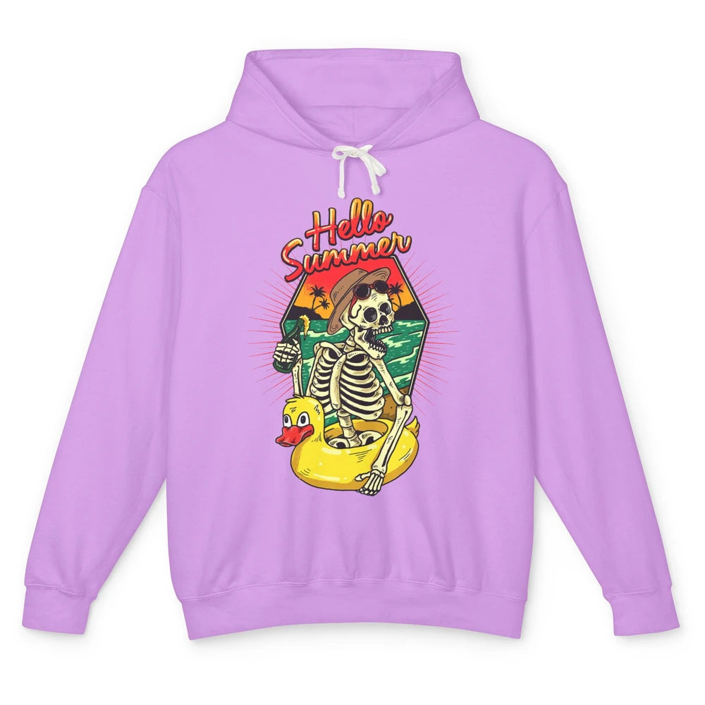 Summer Vibes Skeleton Funny Skeleton On Beach Sunset Unisex Lightweight Hoodie