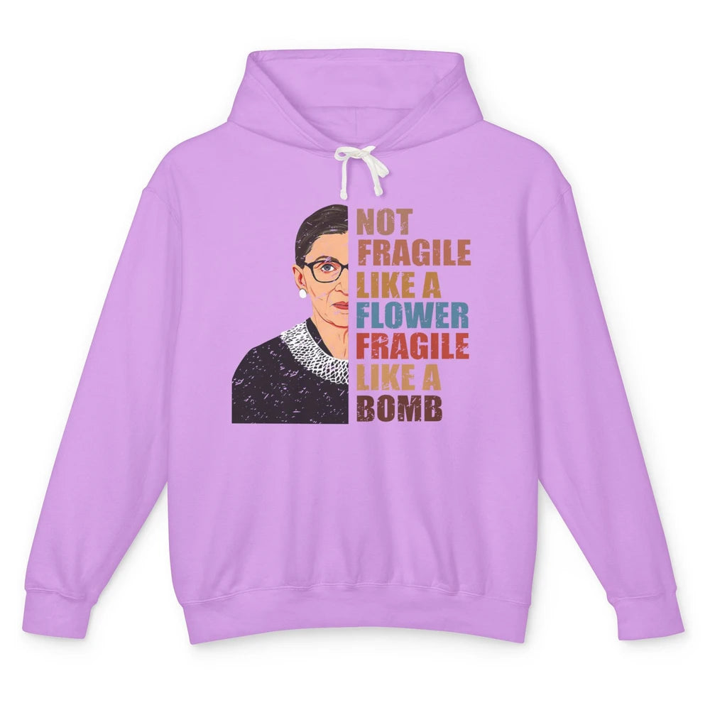 Retro Notorious RBG Fragile Like A Bomb Feminist Women Right Unisex Lightweight Hoodie