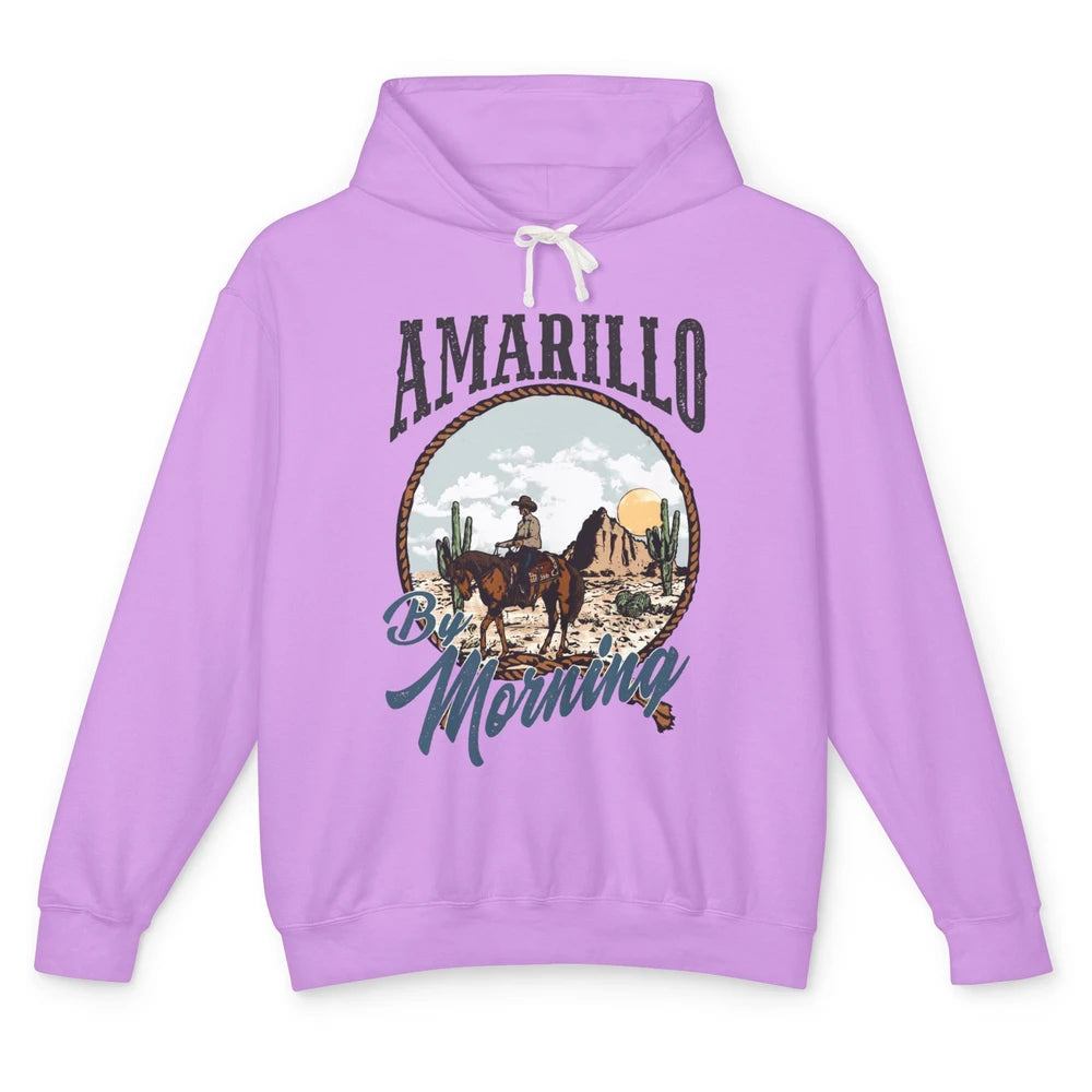 Retro Desert Cowboy Riding Horse Amarillo By Morning Western Unisex Lightweight Hoodie