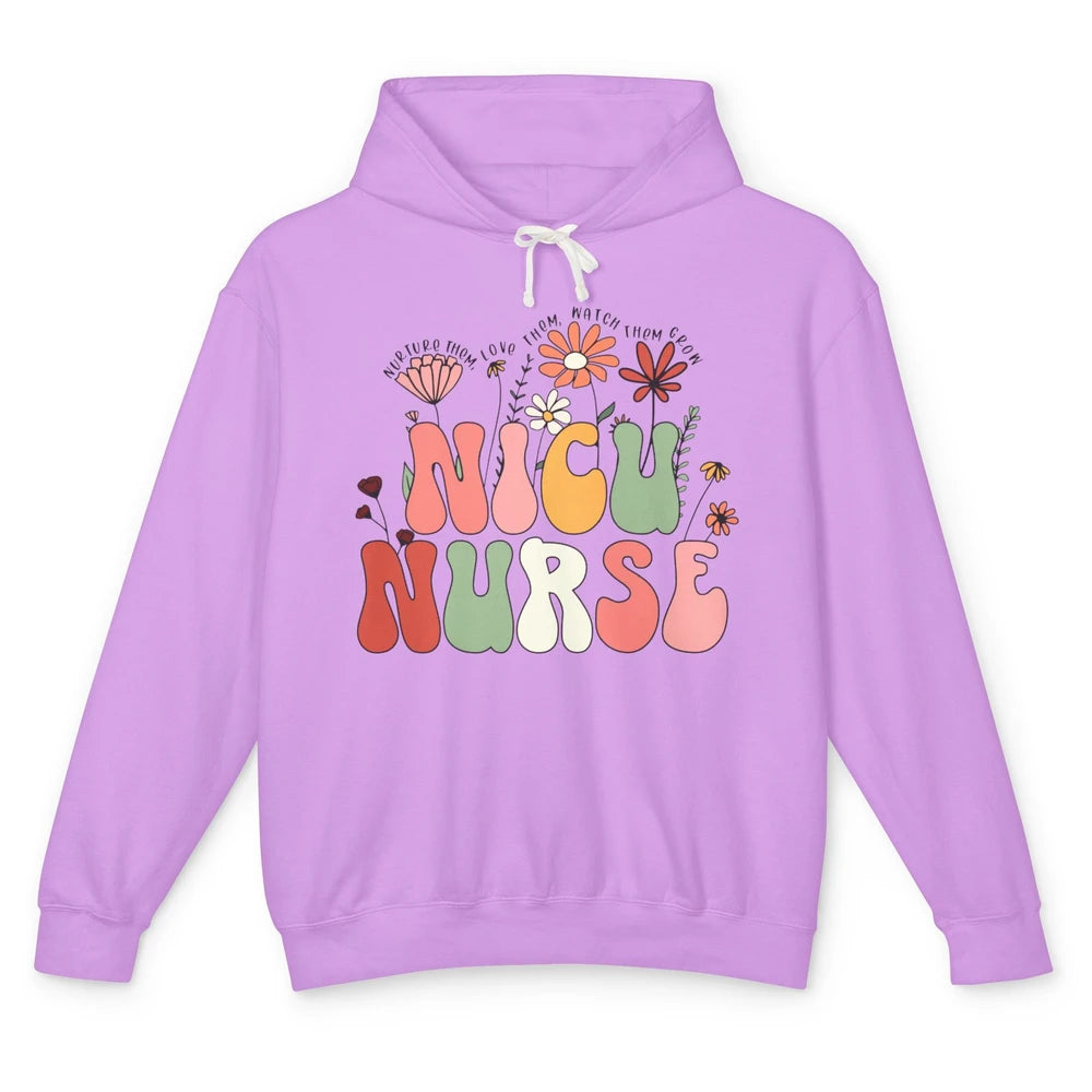 NICU Nurse Wildflower Neonatal Nurse Baby Nurse Appreciation Unisex Lightweight Hoodie