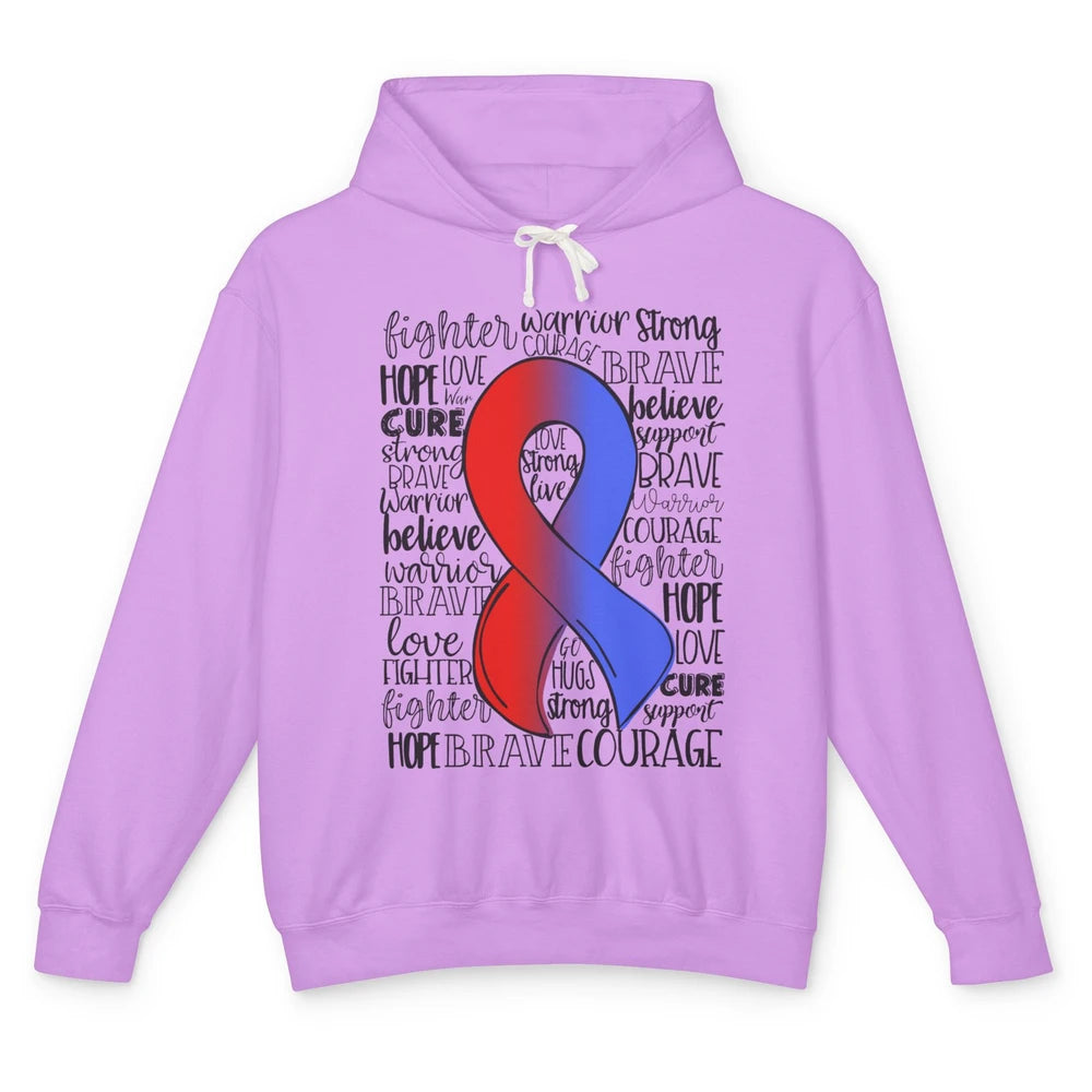 Hypoplastic Left Heart Syndrome Red Blue Ribbon Hope Love Unisex Lightweight Hoodie