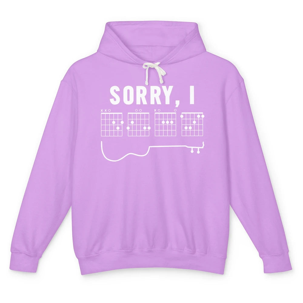 Guitarist Sorry I-DGAF Funny Hidden Message Guitar Chords Unisex Lightweight Hoodie