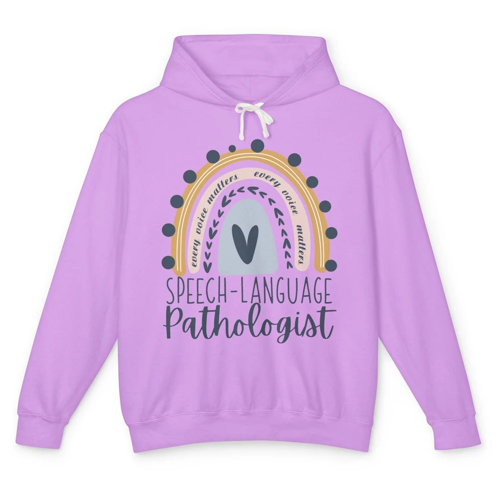 Speech Language Pathologist Every Voice Matters Rainbow SLP Unisex Lightweight Hoodie