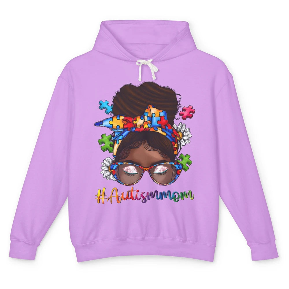 Autism Afro Mom Curly Hair American African Autism Awareness Unisex Lightweight Hoodie