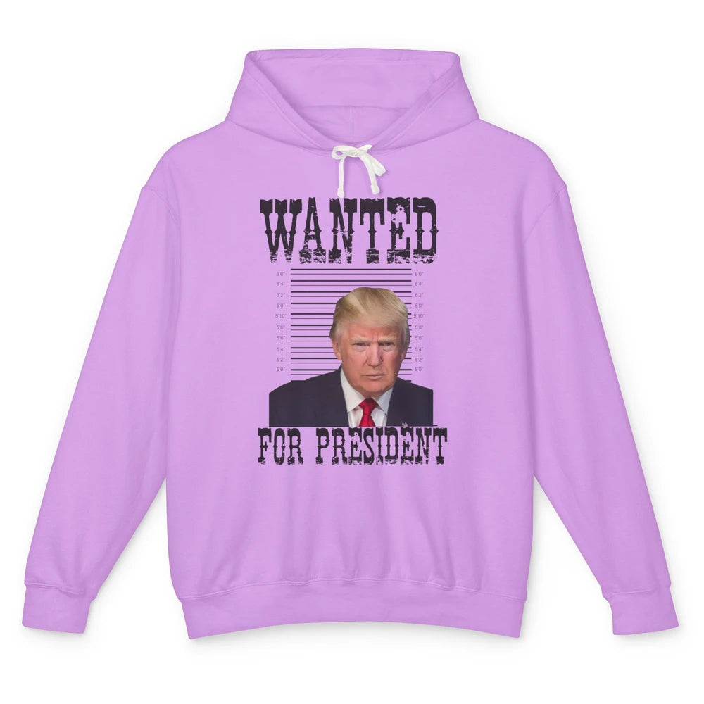 Wanted For President Support Trump 2024 Back Anti Biden Unisex Lightweight Hoodie