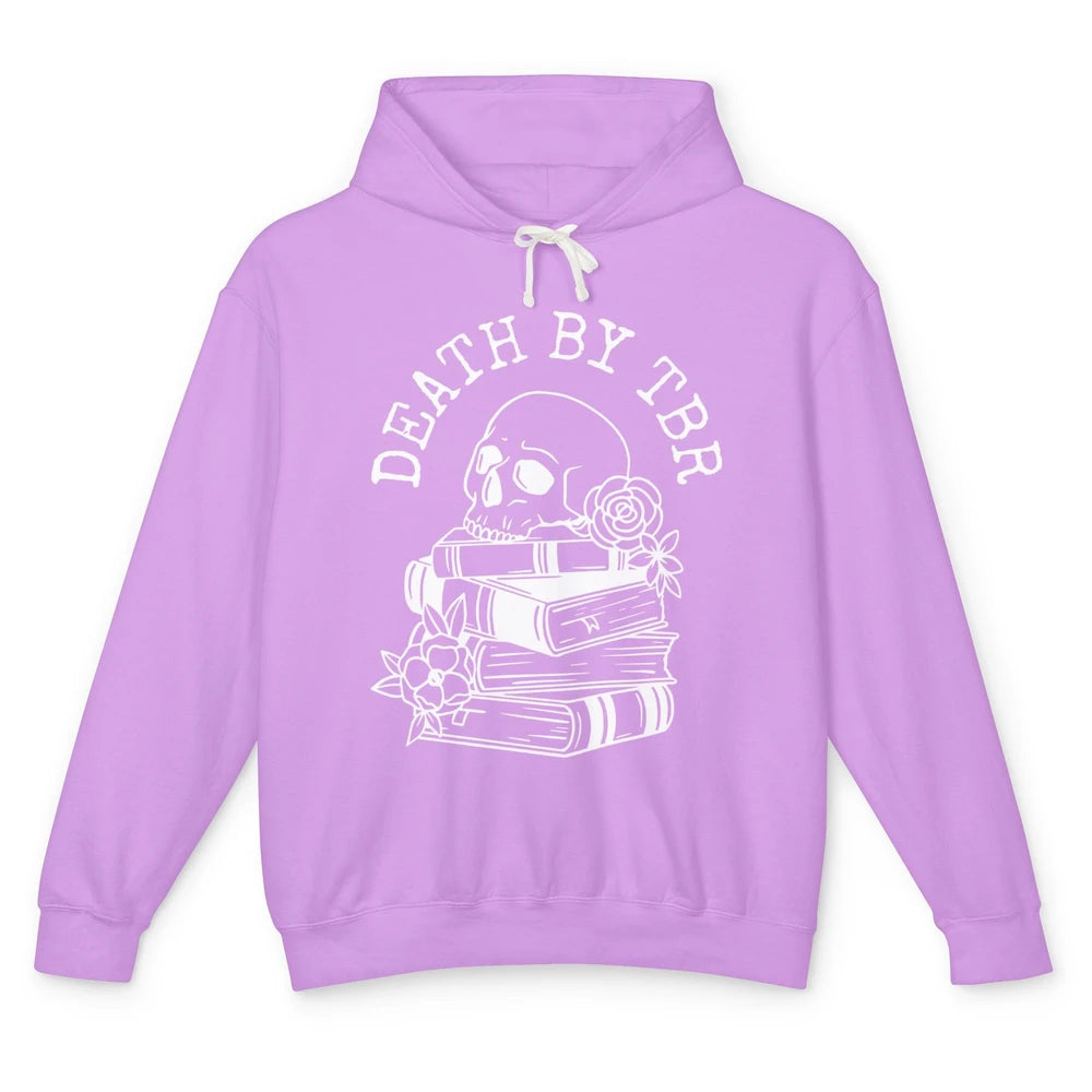 Retro Skull Books Death By TBR Book Reading Lovers Librarian Unisex Lightweight Hoodie