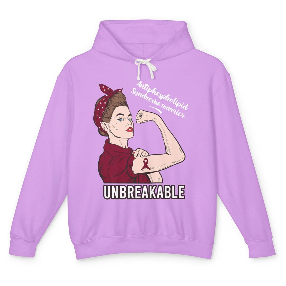 Antiphospholipid Syndrome Ribbon Strong Woman Unbreakable Unisex Lightweight Hoodie