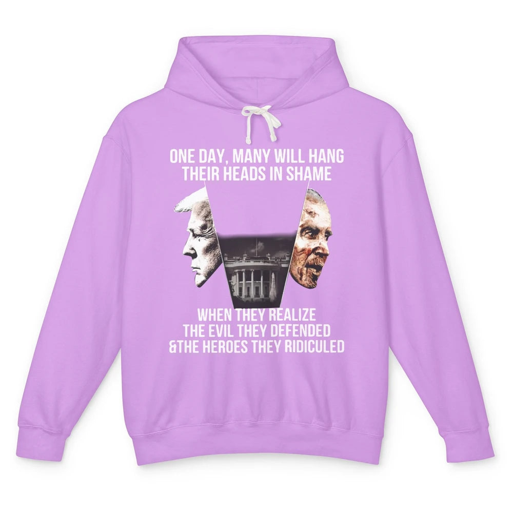 Trump Biden One Day Many Hang Their Head In Shame US Politic Unisex Lightweight Hoodie