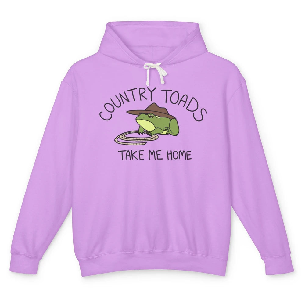 Country Toads Take Me Home Funny Frog Country Cowboy Frog Unisex Lightweight Hoodie